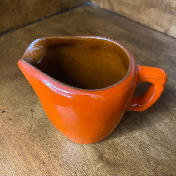 Vintage FRANKOMA Flame Orange Creamer and Sugar - Picture 5 of 8